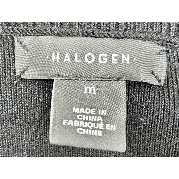 Halogen Black Sweater Black White Striped Bell Ruffle Sleeve - Picture 6 of 7